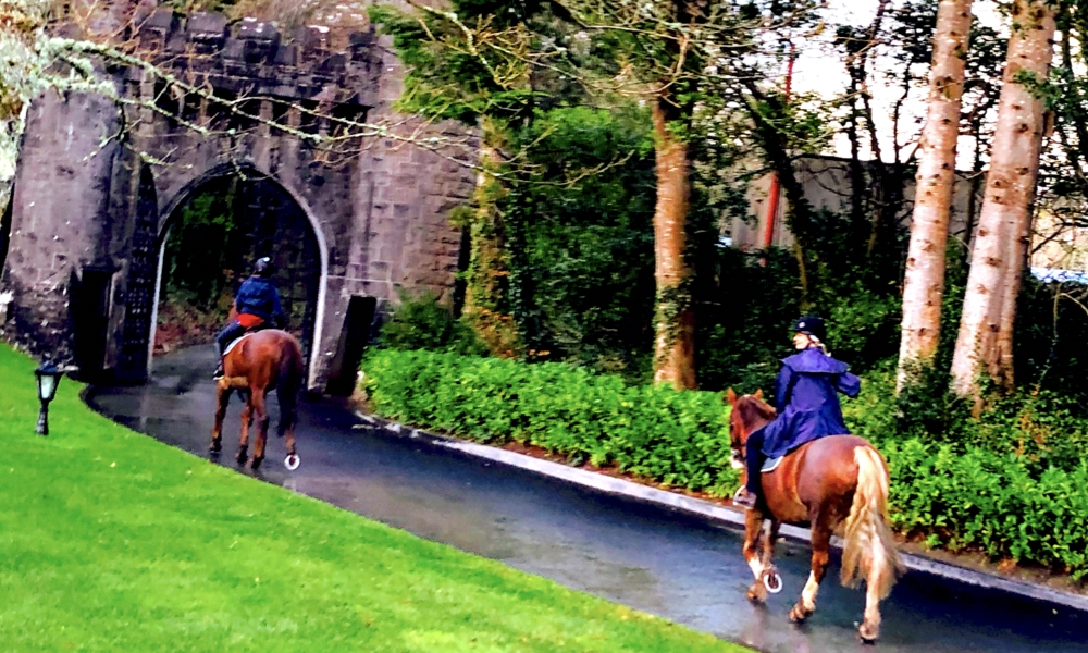 Horse riders explore the grounds of Ashford  Castle.
