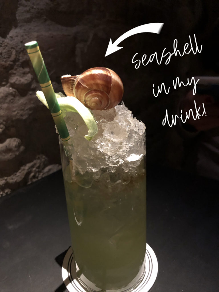 At Verona bars, a seashell in drink